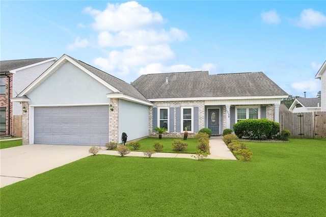 1734 Barrymore St, Slidell, LA 70461 - ranch-style home featuring an attached garage, fence, driveway, and a front lawn