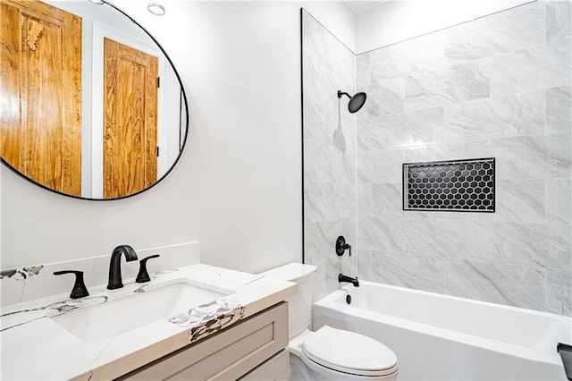 full bathroom with vanity, shower / bathing tub combination, and toilet