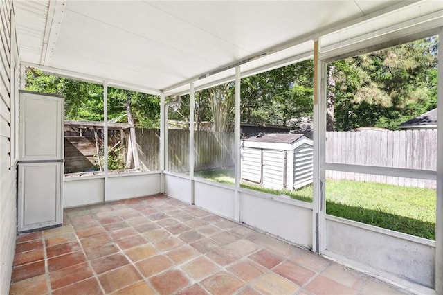view of unfurnished sunroom