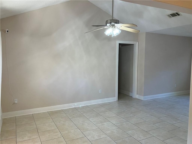 3837 Coventry St, Slidell, LA 70458 - spare room featuring lofted ceiling, light tile patterned flooring, and ceiling fan