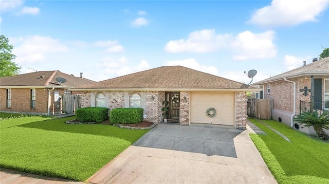 7160 E Renaissance Ct, New Orleans, LA 70128 - single story home featuring fence, an attached garage, a front yard, and brick siding