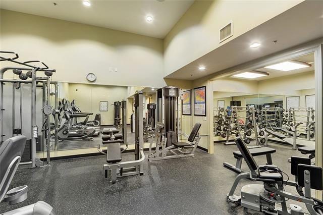 1201 Canal St Unit 416, New Orleans, LA 70112 - gym with a high ceiling and visible vents