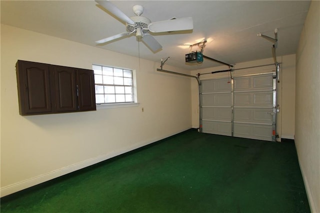 3513 Lemon St, Metairie, LA 70006 - garage with a garage door opener and a ceiling fan