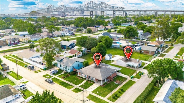 aerial view with a residential view