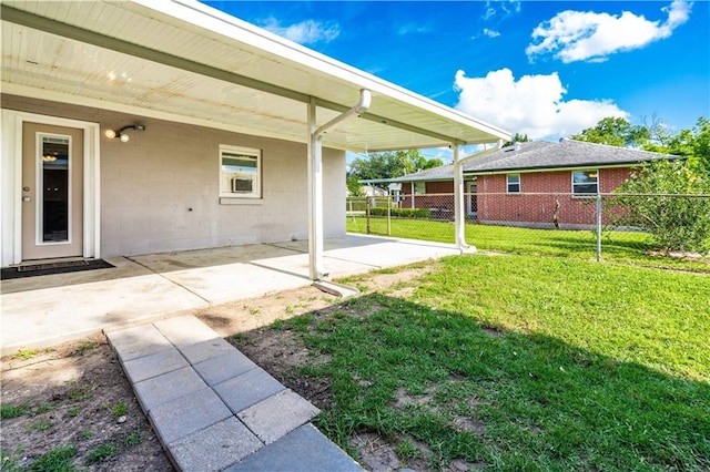 view of yard featuring a patio and fence