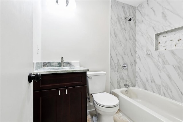 full bathroom featuring vanity, shower / bathtub combination, and toilet