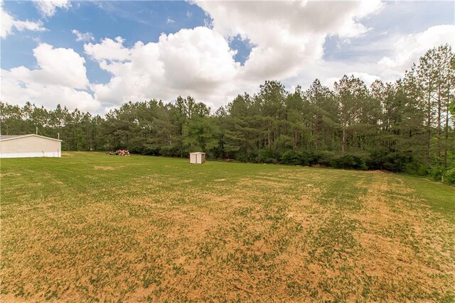 32536 D Wascom Rd, Mount Hermon, LA 70450 - view of yard featuring an outdoor structure, a view of trees, and a shed