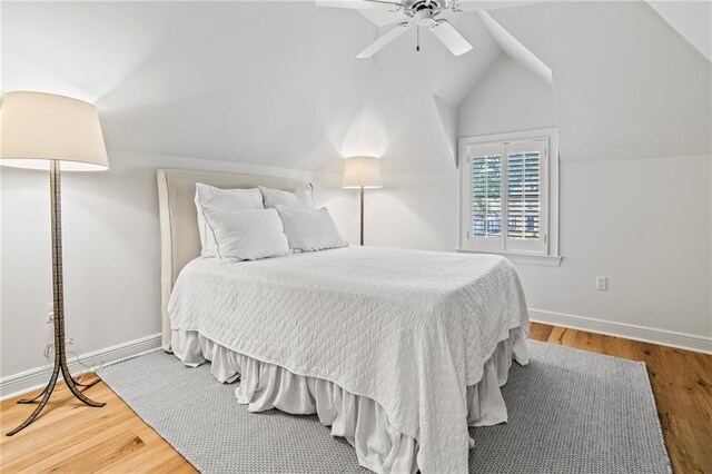 34 Riverdale Dr, Covington, LA 70433 - bedroom featuring vaulted ceiling, wood finished floors, baseboards, and a ceiling fan