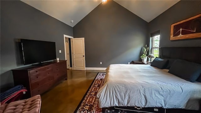 47135 Vineyard Trce, Hammond, LA 70401 - bedroom with baseboards, wood finished floors, and high vaulted ceiling