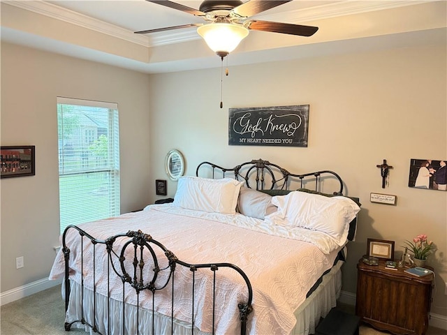 318 Saw Grass Loop, Covington, LA 70435 - carpeted bedroom with ornamental molding, baseboards, and ceiling fan