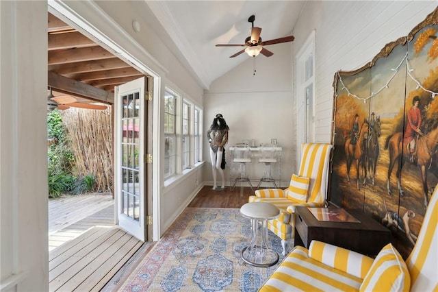 1907 N Rampart St, New Orleans, LA 70116 - sunroom / solarium with vaulted ceiling, a healthy amount of sunlight, a wooden deck, and wood finished floors