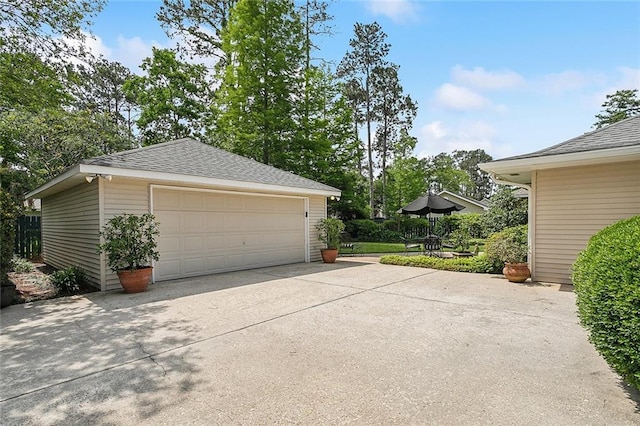 view of detached garage