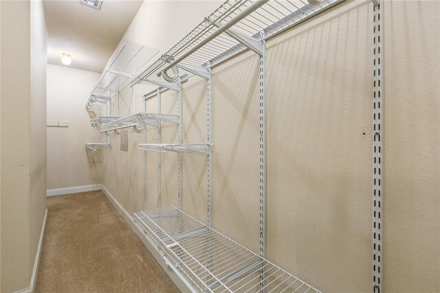 walk in closet featuring carpet