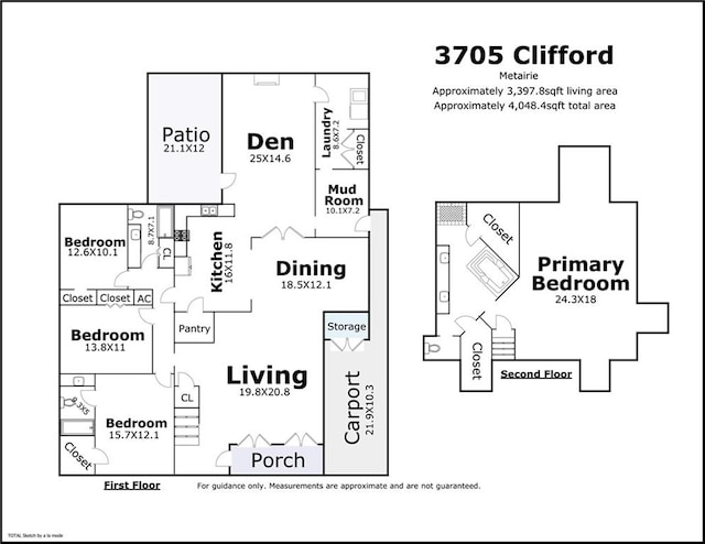 3705 Clifford Dr, Metairie, LA 70002 - plan