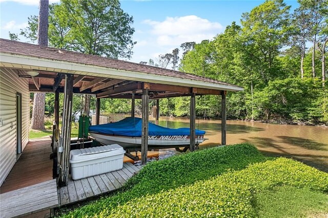 dock area featuring boat lift