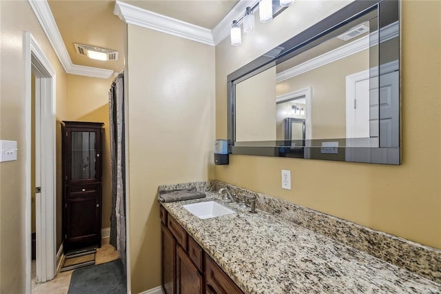 3808 Thomas Dr, Slidell, LA 70458 - bathroom with crown molding, visible vents, and vanity