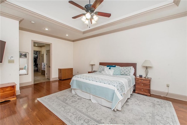 14208 W Hoffman Rd, Hammond, LA 70403 - bedroom featuring baseboards, ornamental molding, recessed lighting, and wood finished floors