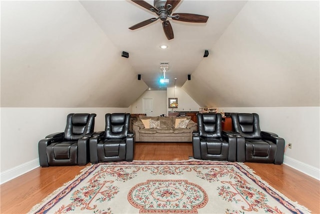 14208 W Hoffman Rd, Hammond, LA 70403 - cinema room with baseboards, ceiling fan, and wood finished floors