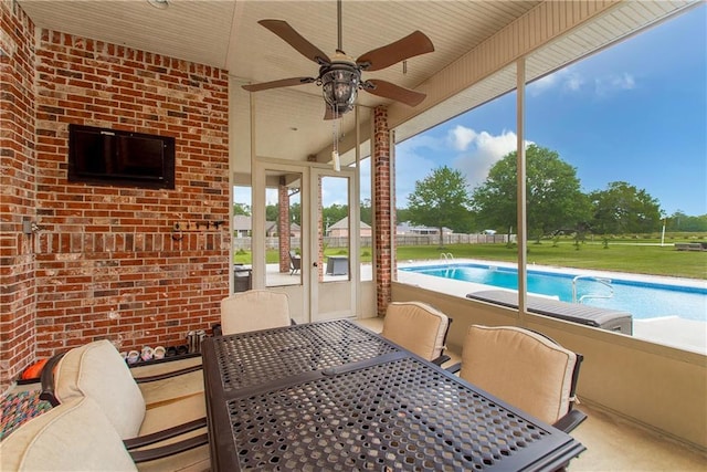 14208 W Hoffman Rd, Hammond, LA 70403 - exterior space featuring a ceiling fan, outdoor dining area, and an outdoor pool