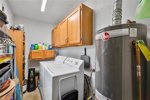 1505 Beron Dr, Metairie, LA 70003 - washroom with water heater, washer and clothes dryer, and cabinet space