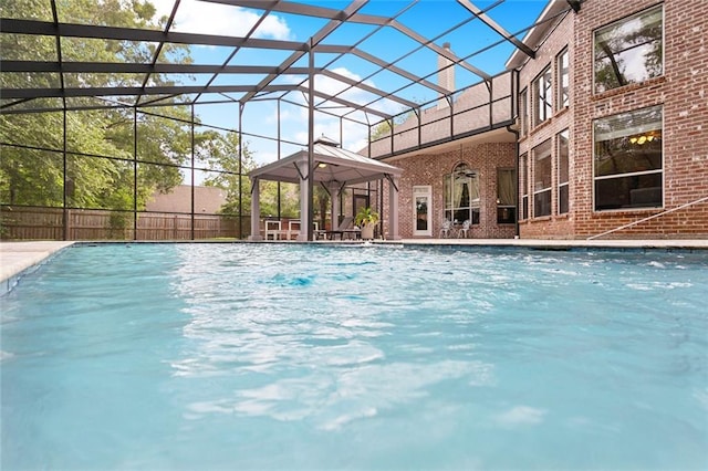 1045 Whitetail Dr, Mandeville, LA 70448 - view of pool with a gazebo and a lanai