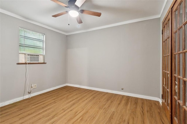 58420 Lynn Rd, Slidell, LA 70460 - unfurnished room with crown molding, light wood finished floors, ceiling fan, baseboards, and cooling unit