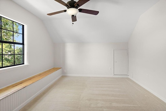 155 Greencrest Dr, Slidell, LA 70458 - bonus room featuring baseboards, ceiling fan, light colored carpet, and lofted ceiling