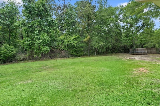 view of yard with a trampoline