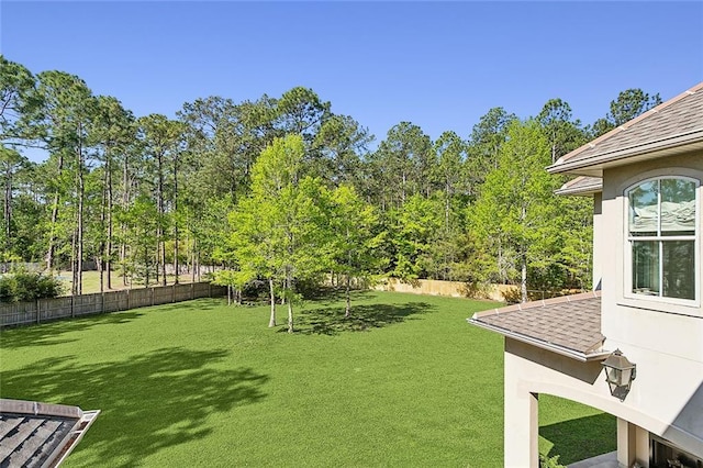 view of yard featuring a fenced backyard