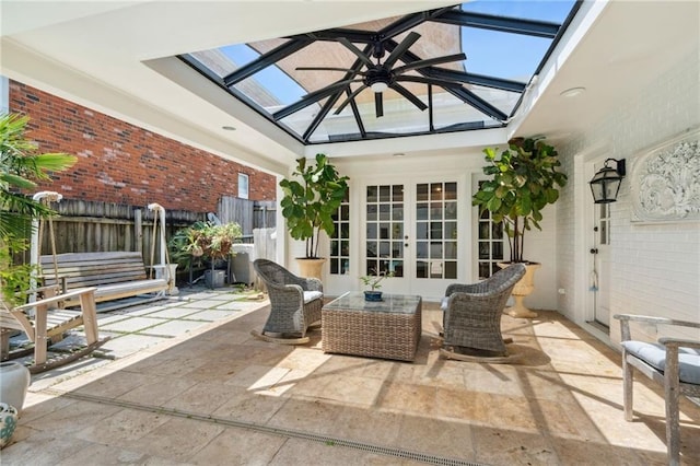 6565 Milne Blvd, New Orleans, LA 70124 - view of patio / terrace with french doors, fence, and an outdoor hangout area