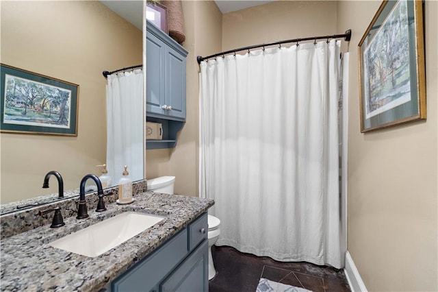 364 Winchester Cir, Mandeville, LA 70448 - full bath with vanity, tile patterned floors, toilet, and a shower with curtain