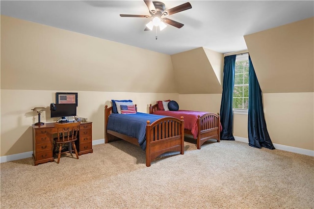 364 Winchester Cir, Mandeville, LA 70448 - carpeted bedroom featuring baseboards, ceiling fan, and vaulted ceiling