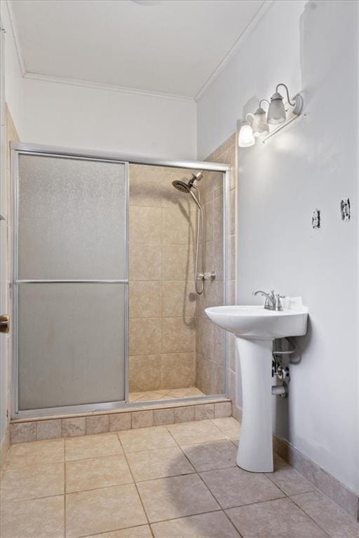 spare room with baseboards, light tile patterned floors, beam ceiling, and wood ceiling