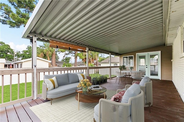 deck with an outdoor living space and outdoor dining space