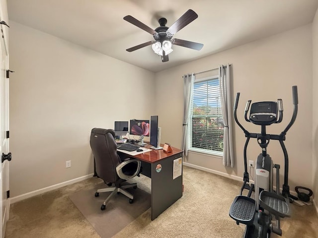 42273 Atmore Pl, Ponchatoula, LA 70454 - carpeted home office featuring baseboards and a ceiling fan