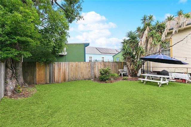 view of yard featuring a fenced backyard