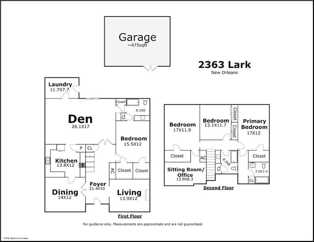 2363 Lark St, New Orleans, LA 70122 - view of property floor plan