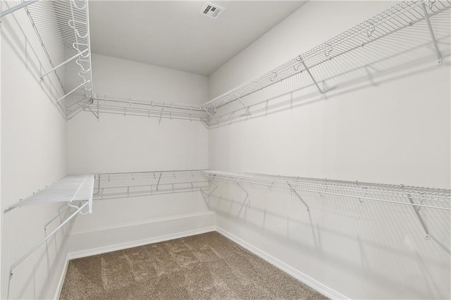 spacious closet with visible vents and carpet