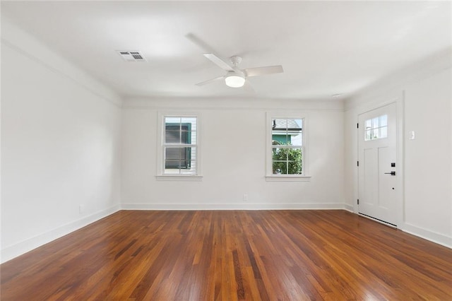 316 Claiborne Ct, Jefferson, LA 70121 - foyer entrance featuring baseboards, visible vents, ceiling fan, and hardwood / wood-style flooring