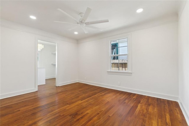 316 Claiborne Ct, Jefferson, LA 70121 - spare room featuring recessed lighting, a ceiling fan, baseboards, and wood finished floors