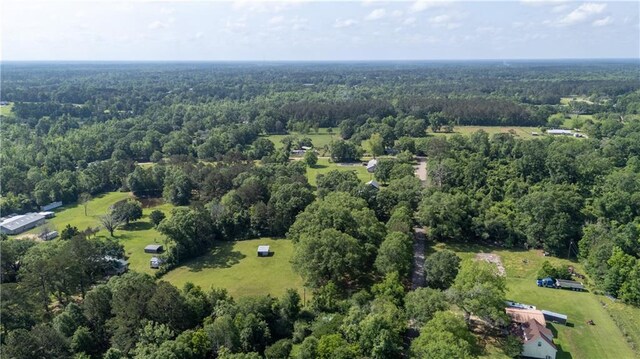 birds eye view of property with a forest view