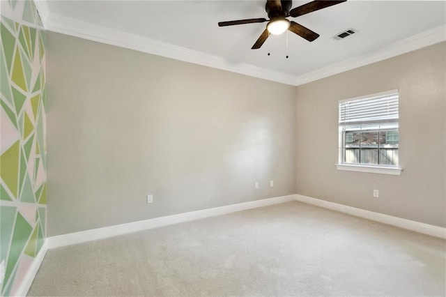 6024 Chateau Loire Cir, Mandeville, LA 70448 - spare room with crown molding, carpet floors, and visible vents