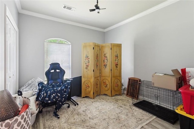23284 Burvant St, Abita Springs, LA 70420 - office area featuring crown molding and wood finished floors