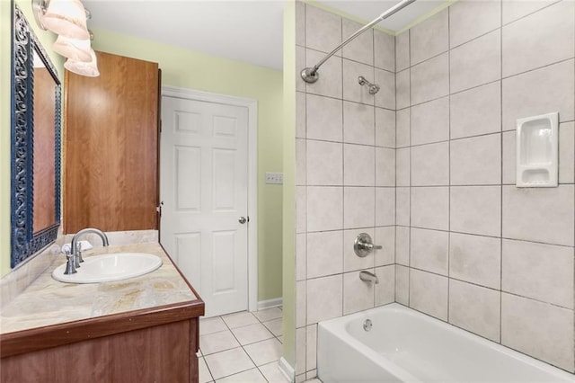 5652 General Haig St, New Orleans, LA 70124 - full bathroom featuring shower / bathtub combination, tile patterned flooring, and vanity