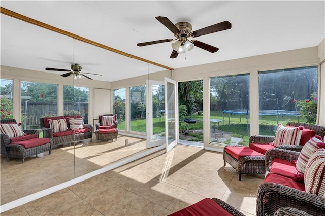 809 Oakwood Dr, Terrytown, LA 70056 - sunroom / solarium featuring plenty of natural light, a ceiling fan, and an outdoor living space