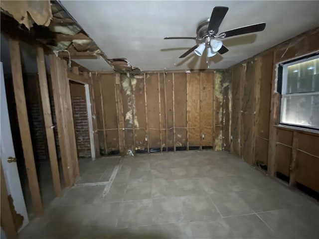 misc room with a ceiling fan