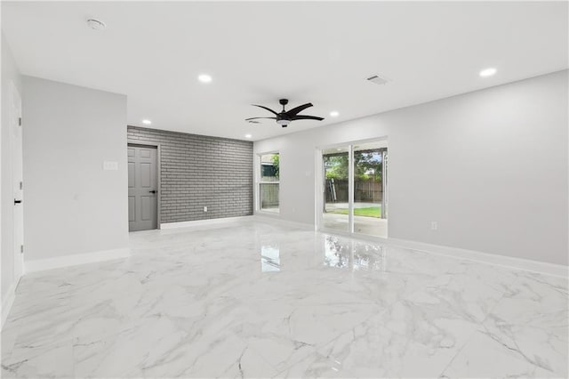 736 Glouster Pl, Gretna, LA 70056 - empty room with baseboards, a ceiling fan, recessed lighting, and marble finish floor