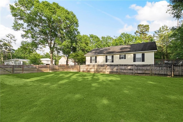view of yard featuring a fenced backyard