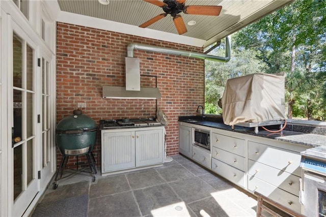 16407 Summerhill Rd, Covington, LA 70435 - view of patio featuring ceiling fan, exterior kitchen, and a sink