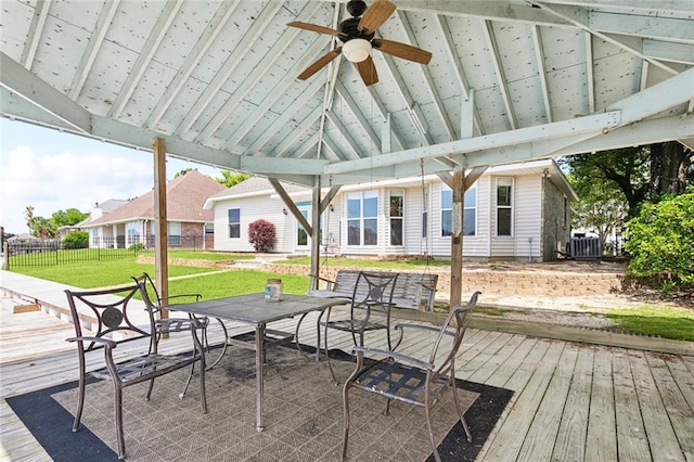 14300 S Lakeshore Dr, Covington, LA 70435 - deck with ceiling fan and outdoor dining area